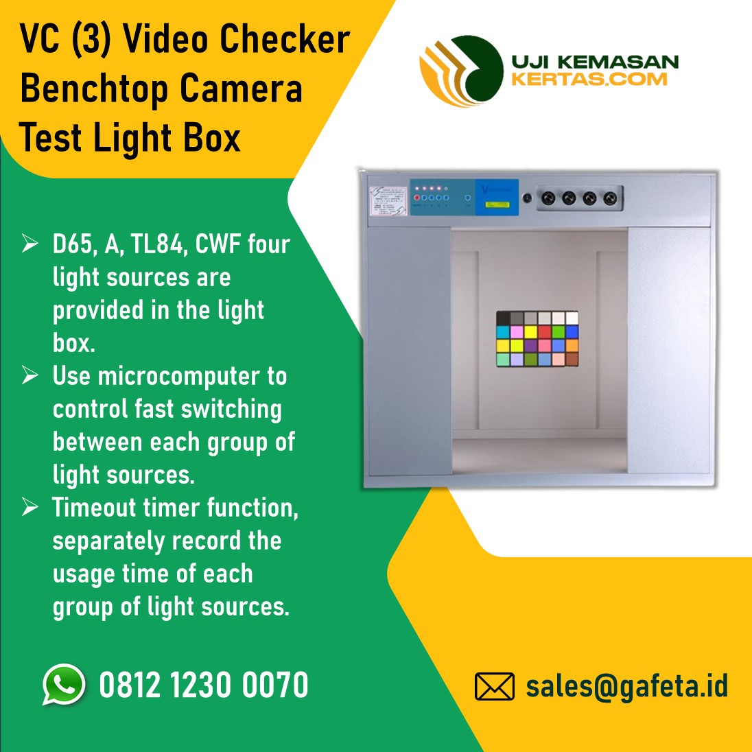VC(3) Camera Viewer Color Check Box untuk Uji Warna Kamera & Sistem Imaging