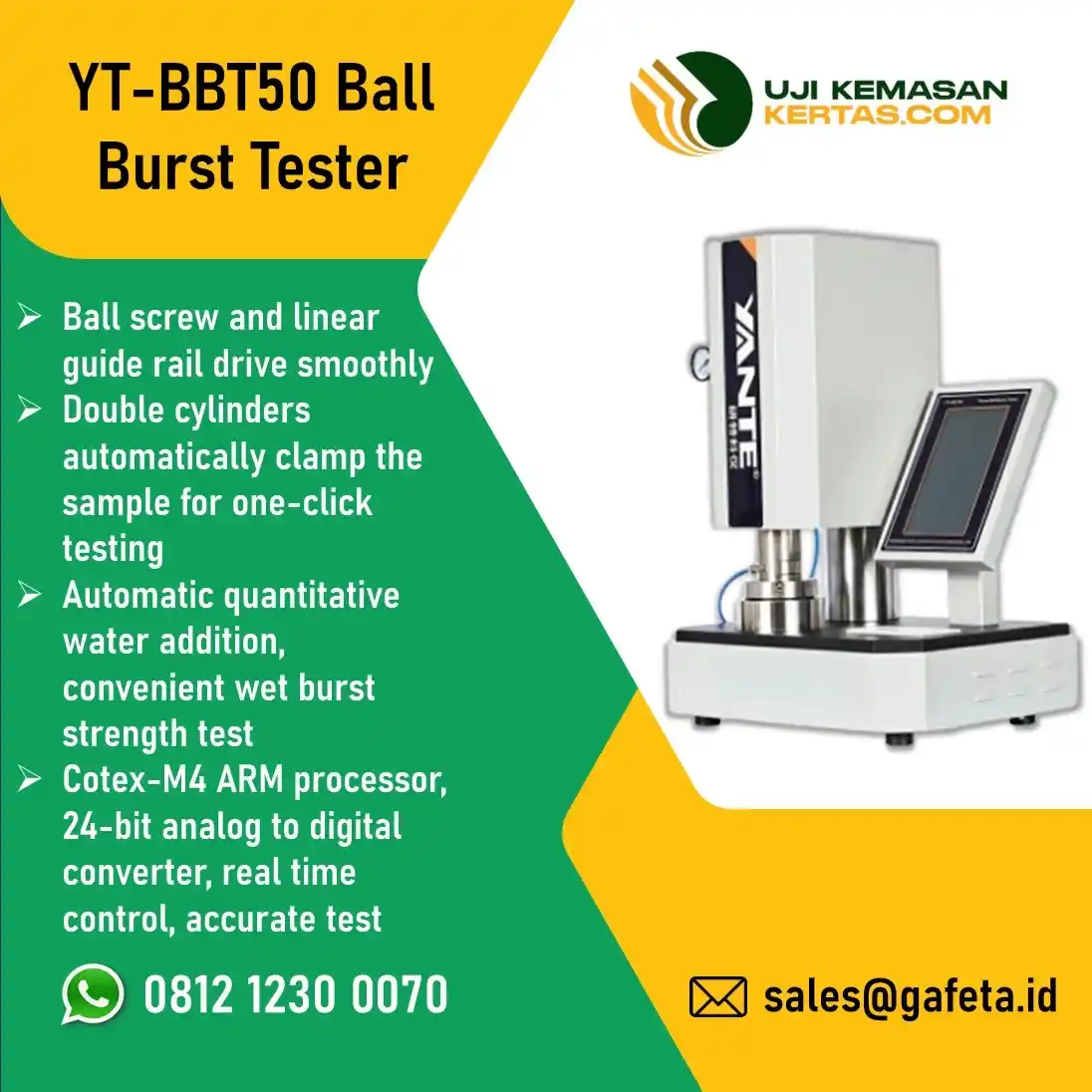 Spesifikasi Ball Burst Tester YT-BBT50 - Uji Burst Strength Metode Bola